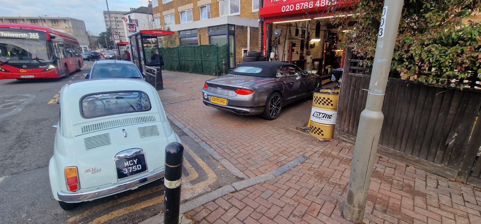 The Hungerford Motors shopfront on Medfield St with the workshop door open